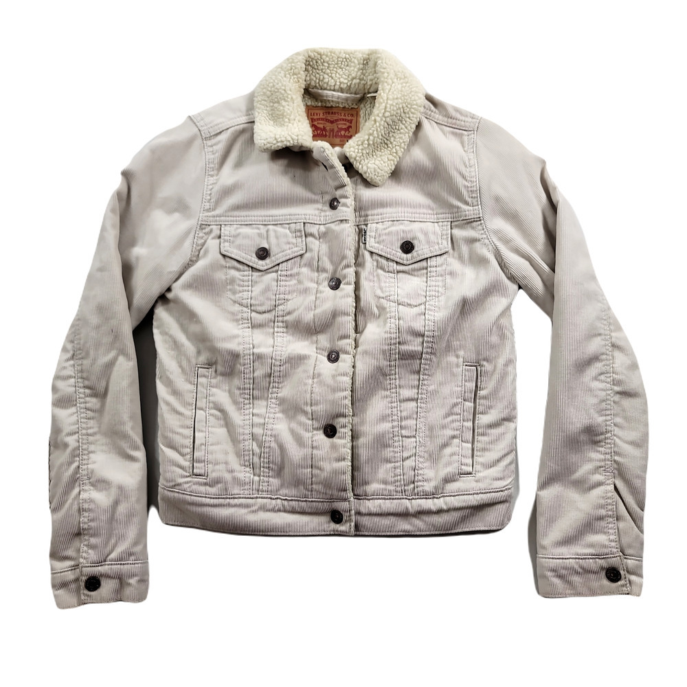 Levis Sherpa Trucker Jacket Womens XS White Corduroy Type III